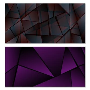 Abstract polygonal pattern. Set of two dark gradient polygonal backgrounds... Illustrazione stock