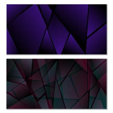 Abstract polygonal pattern. Set of two dark gradient polygonal backgrounds... Stock Illustration