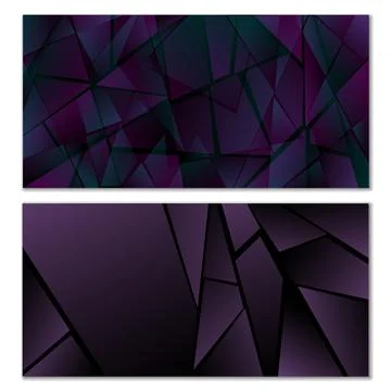 Abstract polygonal pattern. Set of two dark gradient polygonal backgrounds... Stock Illustration