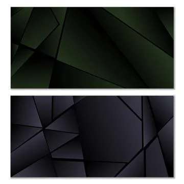 Abstract polygonal pattern. Set of two dark gradient polygonal backgrounds... Illustrazione stock
