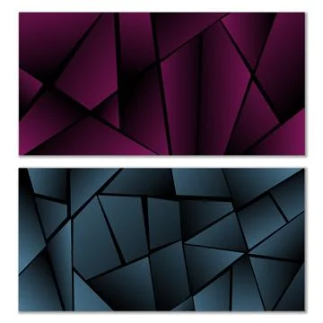 Abstract polygonal pattern. Set of two dark gradient polygonal backgrounds... Stock Illustration