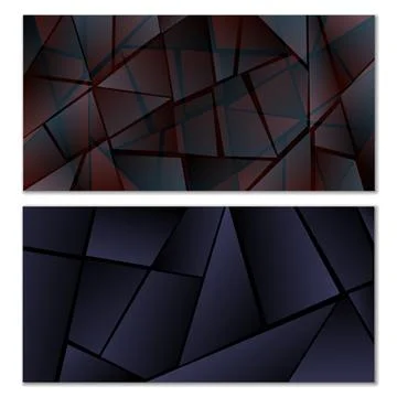 Abstract polygonal pattern. Set of two dark gradient polygonal backgrounds... 스톡 일러스트