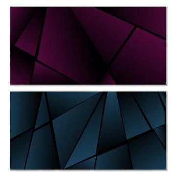 Abstract polygonal pattern. Set of two dark gradient polygonal backgrounds... Stock Illustration