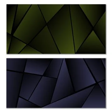 Abstract polygonal pattern. Set of two dark gradient polygonal backgrounds... Stock Illustration
