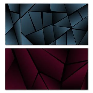 Abstract polygonal pattern. Set of two dark gradient polygonal backgrounds... 스톡 일러스트