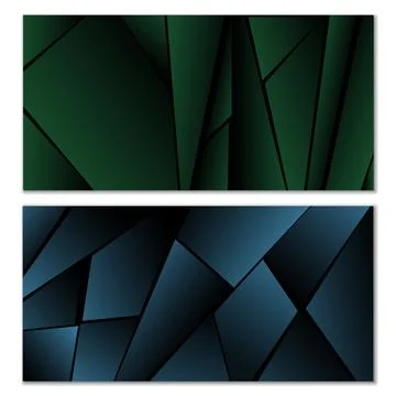 Abstract polygonal pattern. Set of two dark gradient polygonal backgrounds... Illustrazione stock