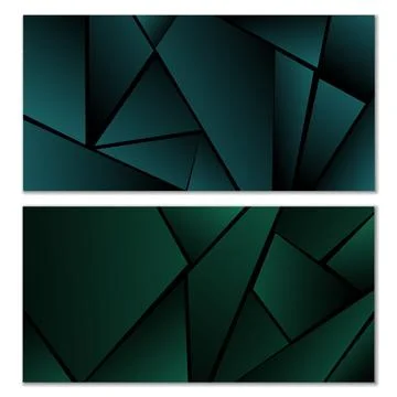 Abstract polygonal pattern. Set of two dark gradient polygonal backgrounds... Stock Illustration