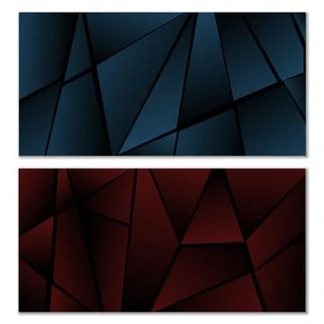 Abstract polygonal pattern. Set of two dark gradient polygonal backgrounds... 스톡 일러스트