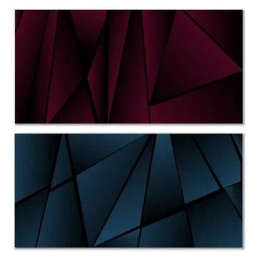 Abstract polygonal pattern. Set of two dark gradient polygonal backgrounds... Stock Illustration