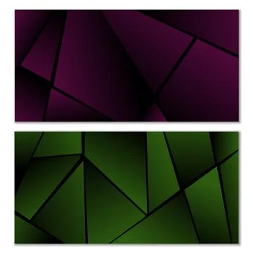 Abstract polygonal pattern. Set of two dark gradient polygonal backgrounds... Stock Illustration