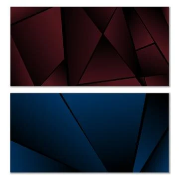 Abstract polygonal pattern. Set of two dark gradient polygonal backgrounds... Stock Illustration