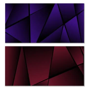 Abstract polygonal pattern. Set of two dark gradient polygonal backgrounds... Illustrazione stock
