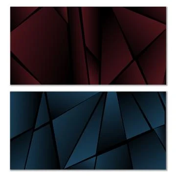 Abstract polygonal pattern. Set of two dark gradient polygonal backgrounds... Stock Illustration