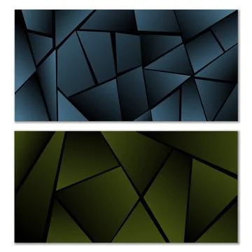 Abstract polygonal pattern. Set of two dark gradient polygonal backgrounds... Stock Illustration