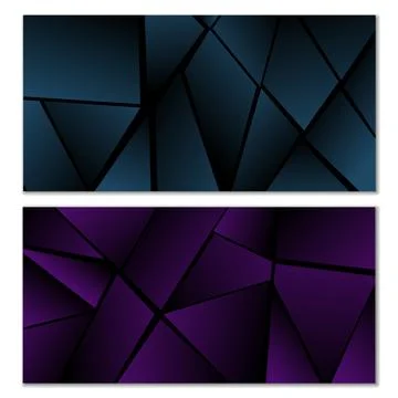 Abstract polygonal pattern. Set of two dark gradient polygonal backgrounds... Stock Illustration