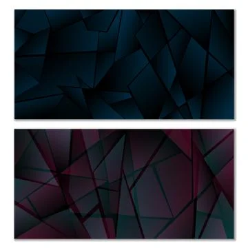 Abstract polygonal pattern. Set of two dark gradient polygonal backgrounds... Illustrazione stock