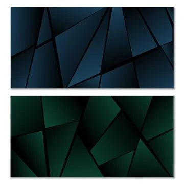 Abstract polygonal pattern. Set of two dark gradient polygonal backgrounds... Stock Illustration