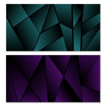 Abstract polygonal pattern. Set of two dark gradient polygonal backgrounds... Illustrazione stock