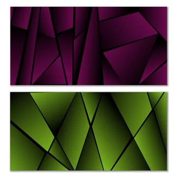 Abstract polygonal pattern. Set of two dark gradient polygonal backgrounds... Stock Illustration