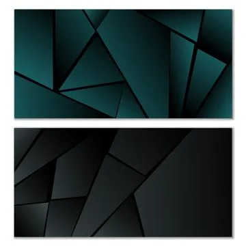 Abstract polygonal pattern. Set of two dark gradient polygonal backgrounds... Illustrazione stock
