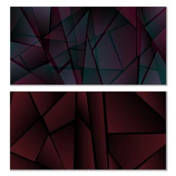 Abstract polygonal pattern. Set of two dark gradient polygonal backgrounds... Stock Illustration