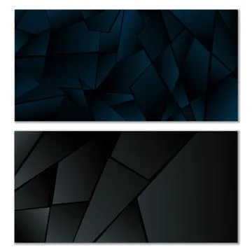 Abstract polygonal pattern. Set of two dark gradient polygonal backgrounds... Stock Illustration
