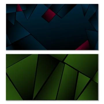 Abstract polygonal pattern. Set of two dark gradient polygonal backgrounds... Stock Illustration