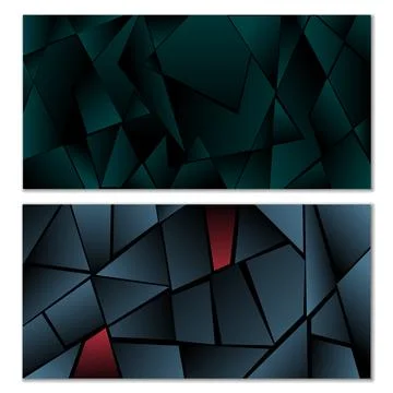 Abstract polygonal pattern. Set of two dark gradient polygonal backgrounds... Stock Illustration