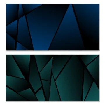 Abstract polygonal pattern. Set of two dark gradient polygonal backgrounds... Stock Illustration