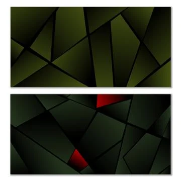 Abstract polygonal pattern. Set of two dark gradient polygonal backgrounds... Stock Illustration
