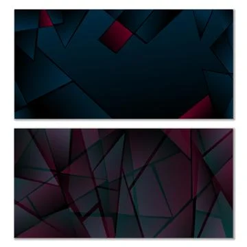 Abstract polygonal pattern. Set of two dark gradient polygonal backgrounds... イラスト素材