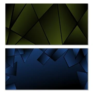 Abstract polygonal pattern. Set of two dark gradient polygonal backgrounds... Stock Illustration