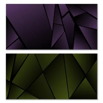 Abstract polygonal pattern. Set of two dark gradient polygonal backgrounds... Stock Illustration