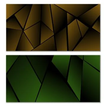 Abstract polygonal pattern. Set of two dark gradient polygonal backgrounds... Stock Illustration