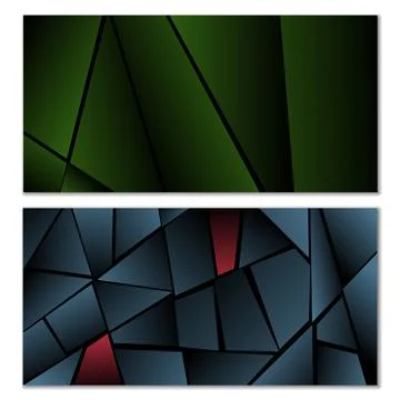 Abstract polygonal pattern. Set of two dark gradient polygonal backgrounds... Illustrazione stock
