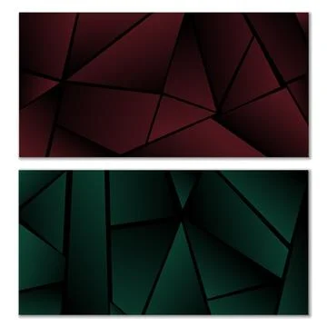 Abstract polygonal pattern. Set of two dark gradient polygonal backgrounds... Illustrazione stock