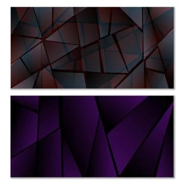 Abstract polygonal pattern. Set of two dark gradient polygonal backgrounds... Stock Illustration