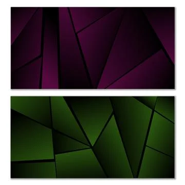 Abstract polygonal pattern. Set of two dark gradient polygonal backgrounds... イラスト素材
