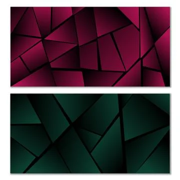 Abstract polygonal pattern. Set of two dark gradient polygonal backgrounds... 스톡 일러스트