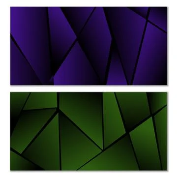 Abstract polygonal pattern. Set of two dark gradient polygonal backgrounds... Stock Illustration