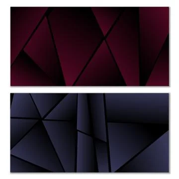 Abstract polygonal pattern. Set of two dark gradient polygonal backgrounds... Illustrazione stock