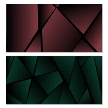 Abstract polygonal pattern. Set of two dark gradient polygonal backgrounds... Stock Illustration