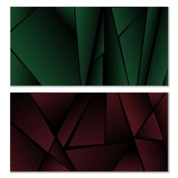 Abstract polygonal pattern. Set of two dark gradient polygonal backgrounds... Illustrazione stock