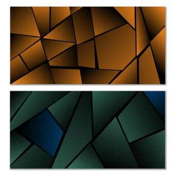Abstract polygonal pattern. Set of two dark gradient polygonal backgrounds... Stock Illustration