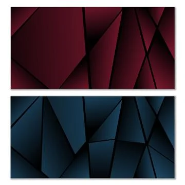 Abstract polygonal pattern. Set of two dark gradient polygonal backgrounds... Stock Illustration