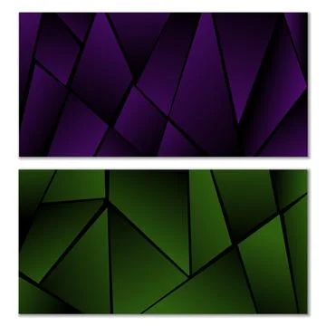 Abstract polygonal pattern. Set of two dark gradient polygonal backgrounds... Stock Illustration