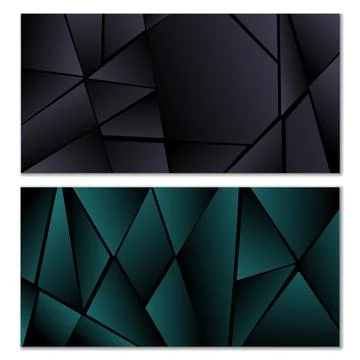 Abstract polygonal pattern. Set of two dark gradient polygonal backgrounds... イラスト素材