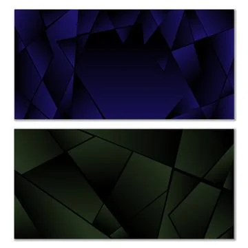 Abstract polygonal pattern. Set of two dark gradient polygonal backgrounds... Illustrazione stock