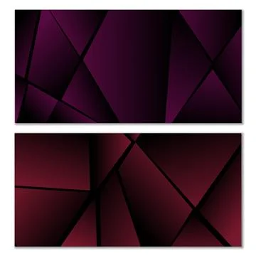 Abstract polygonal pattern. Set of two dark gradient polygonal backgrounds... Stock Illustration