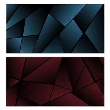 Abstract polygonal pattern. Set of two dark gradient polygonal backgrounds... 스톡 일러스트